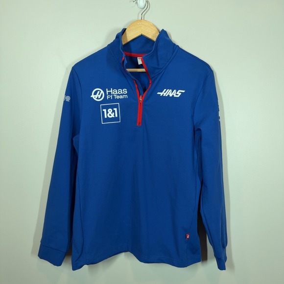 Haas F1 Team Quarter-Zip Pullover Jacket Blue Tricorp Size Medium